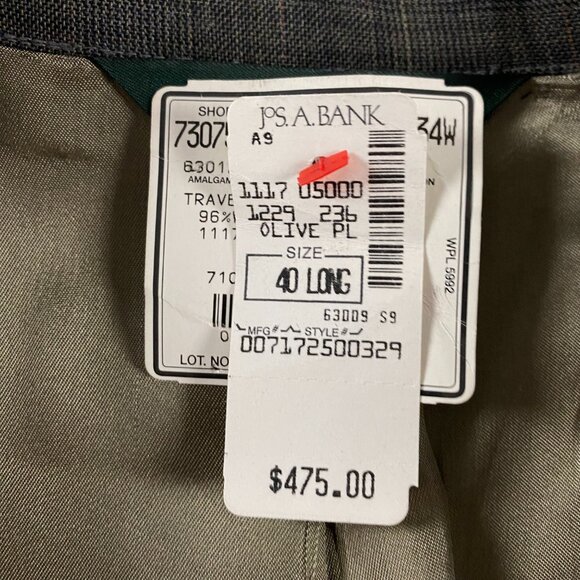NWT Jos. A Bank Blazer Sport Suit Coat Men's 40 LONG Olive Traveler's Collection - Picture 7 of 15